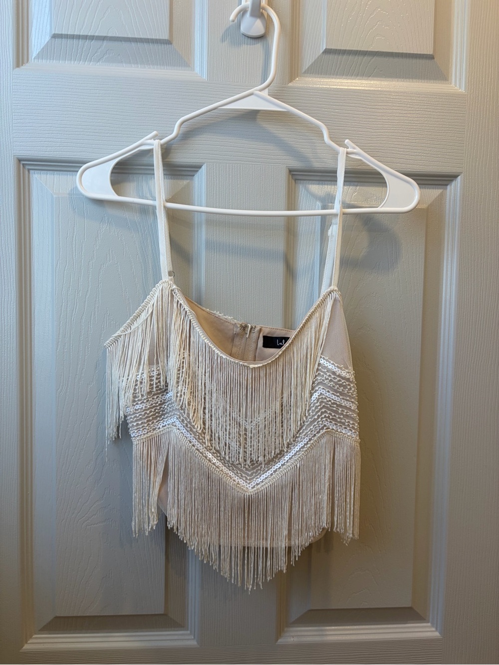 Lulus White Fringe Two-Piece Crop Top & Mini Skirt Set - Picture 4 of 9